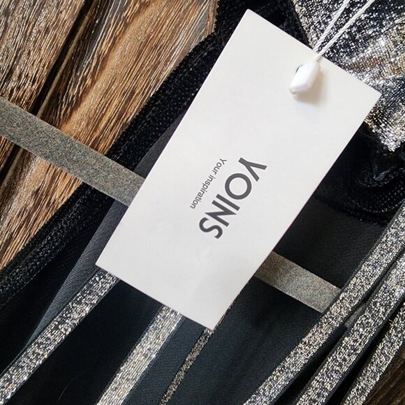 Yoins Black Sleeveless Cocktail Mini Dress‎ Size L 12 Velvet Stretch Glitter NWT - Picture 12 of 15